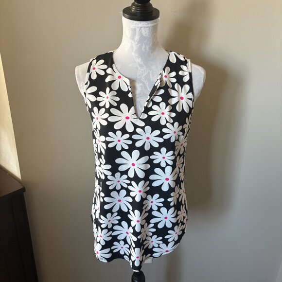 Lulu-B Womens Floral Top Golf Tennis Athletic Size Small UPF 50+ Daisy Print - Picture 2 of 4